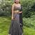 Black zari embroidered mirror work organza lehenga choli For Women's