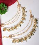 Gold parna kundan hairchain