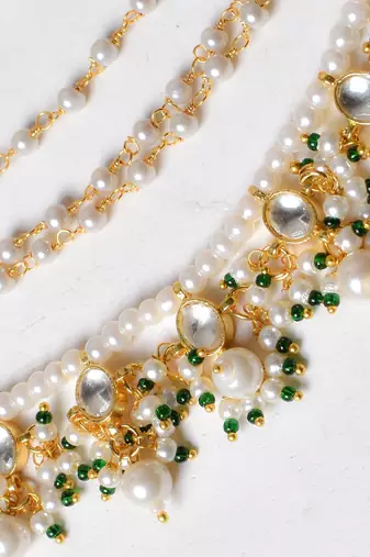Gold parna kundan hairchain