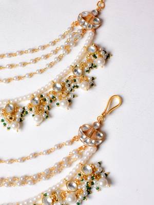 Gold parna kundan hairchain 3