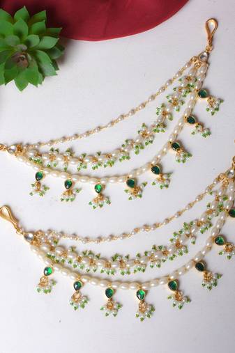 Gold jasmine kundan hairchain