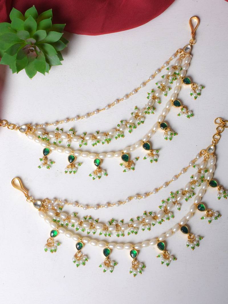 Gold jasmine kundan hairchain