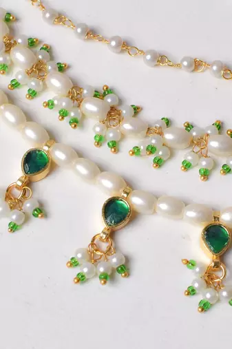 Gold jasmine kundan hairchain
