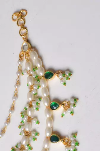 Gold jasmine kundan hairchain
