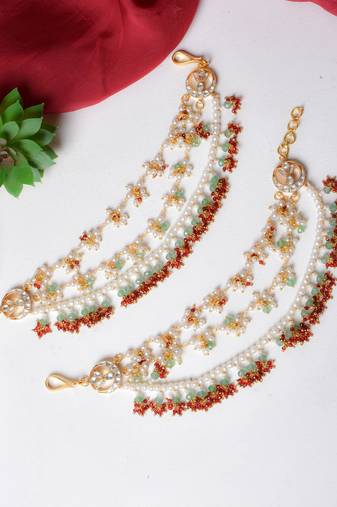Gold geet kundan hairchain