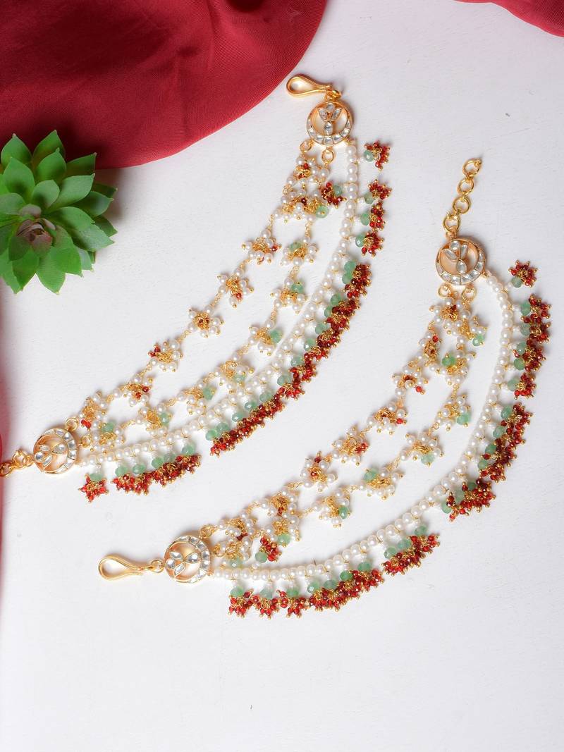 Gold geet kundan hairchain