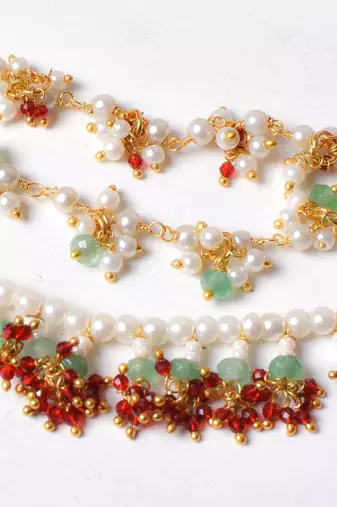Gold geet kundan hairchain