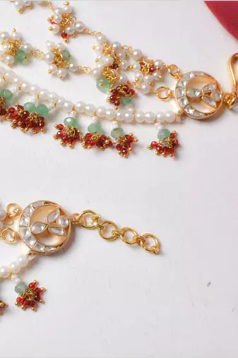Gold geet kundan hairchain