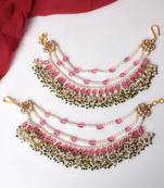 Gold ruby green kundan hairchain