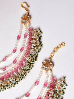 Gold ruby green kundan hairchain 3