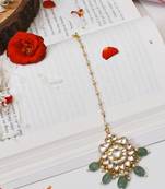 Gold chandasri kundan maangtikka (mint green)