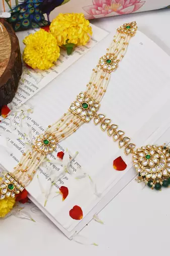 Gold gunjan polki sheespatti