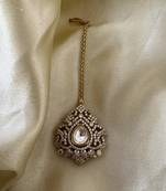 Gold faina  polki maangtikka