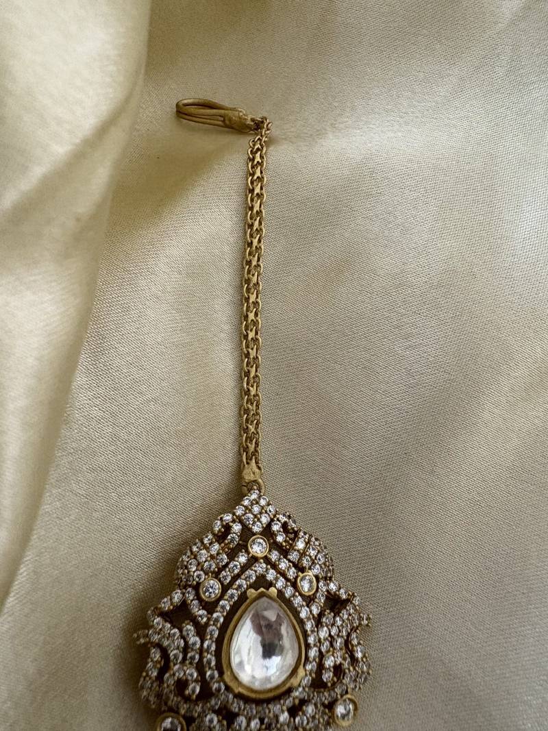 Gold faina  polki maangtikka