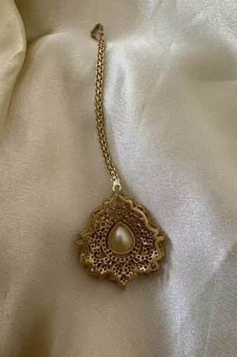 Gold faina  polki maangtikka