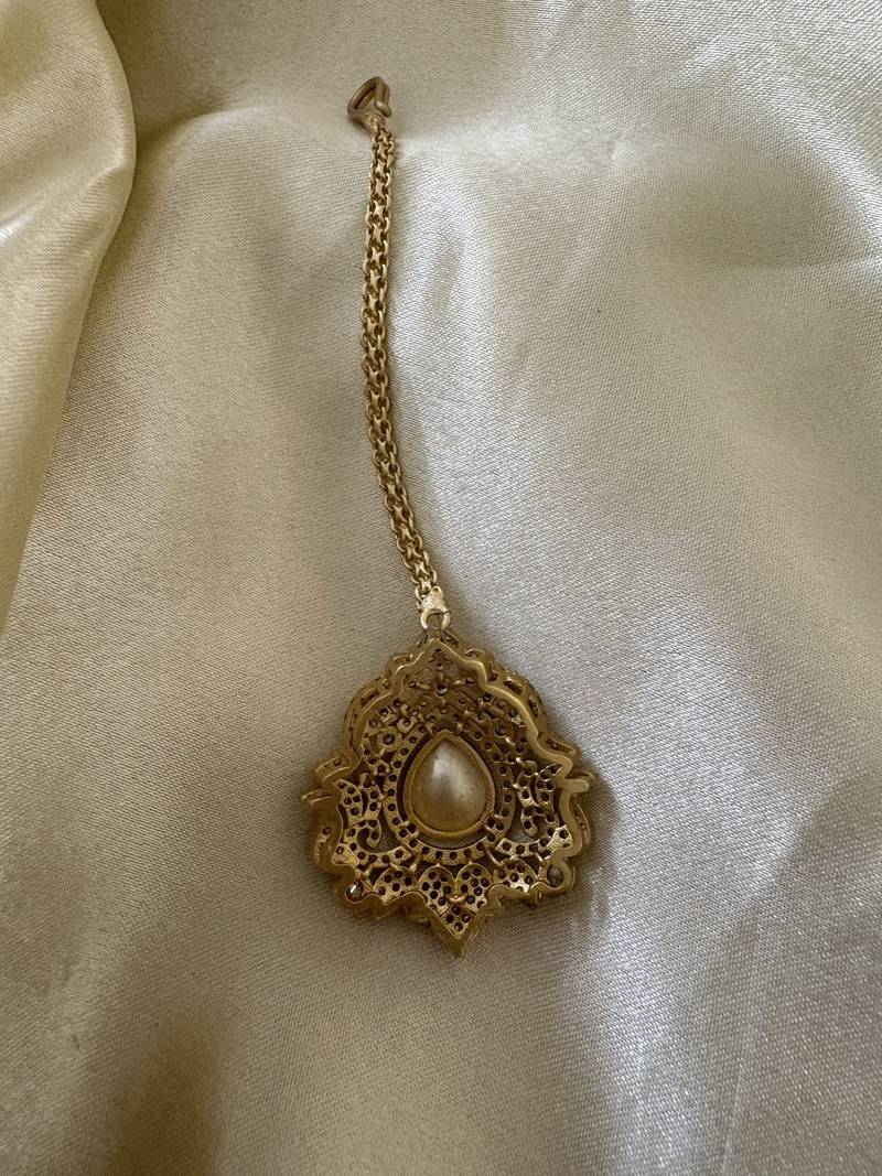 Gold faina  polki maangtikka