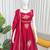 Maroon Fendy Silk Flared Gown Sharara Set with Sequence Embroidery & Dupatta