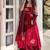 Maroon Fendy Silk Flared Gown Sharara Set with Sequence Embroidery & Dupatta
