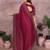 Maroon lycra swarovkshi work saree with matching blouse piece