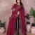 Maroon lycra swarovkshi work saree with matching blouse piece