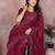 Maroon lycra swarovkshi work saree with matching blouse piece