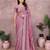 Pink vichitra silk embroidery work saree with matching blouse piece