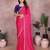 Pink chinon silk embroidery work saree with contrast blouse piece