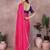 Pink chinon silk embroidery work saree with contrast blouse piece