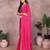 Pink chinon silk embroidery work saree with contrast blouse piece