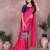 Pink chinon silk embroidery work saree with contrast blouse piece