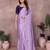 Lavender chinon silk embroidery work saree with contrast blouse piece