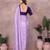 Lavender chinon silk embroidery work saree with contrast blouse piece