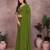 Green georgette solid saree with embroidery work blouse piece