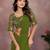 Green georgette solid saree with embroidery work blouse piece