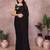 Black georgette solid saree with embroidery work blouse piece