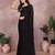 Black georgette solid saree with embroidery work blouse piece