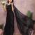 Black georgette solid saree with embroidery work blouse piece