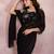 Black georgette solid saree with embroidery work blouse piece