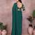 Teal georgette solid saree with embroidery work blouse piece