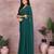 Teal georgette solid saree with embroidery work blouse piece