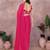 Pink georgette solid saree with embroidery work blouse piece