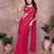 Pink georgette solid saree with embroidery work blouse piece
