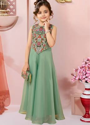  girls art silk embroidered kurta sharara & dupatta set 2