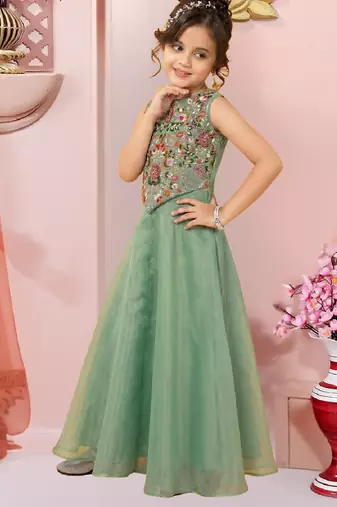  girls art silk embroidered kurta sharara & dupatta set