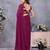 Purple georgette solid saree with embroidery work blouse piece