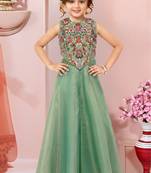  girls art silk embroidered kurta sharara & dupatta set
