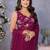 Purple georgette solid saree with embroidery work blouse piece