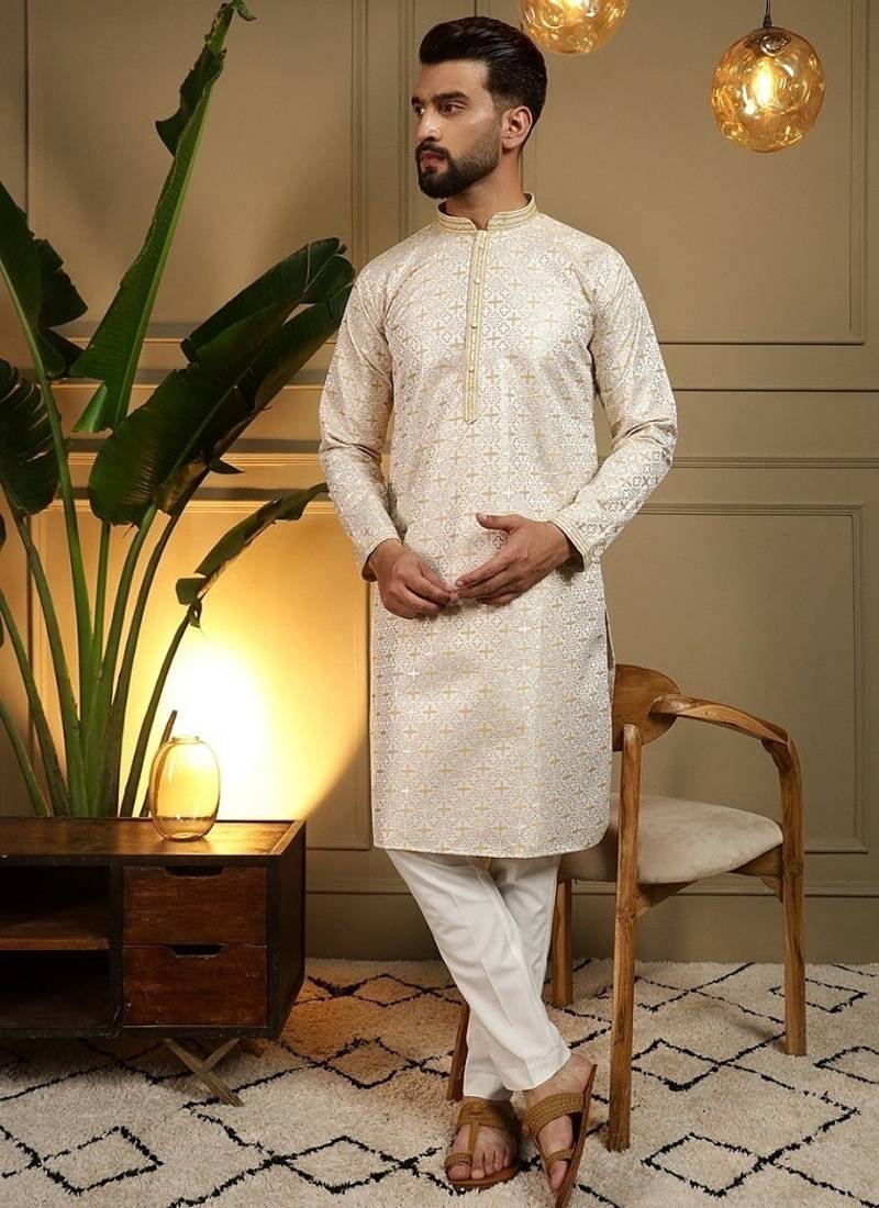 Designer heavy jecquard kurta payjama wedding & festive wear