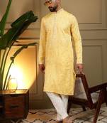 Designer khadi cotton embroidered mirror work wedding kurta payjama