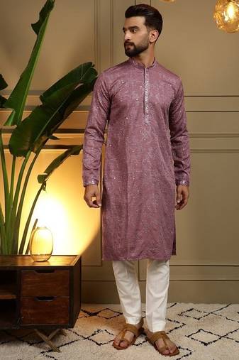 Designer khadi cotton embroidered mirror work wedding kurta payjama